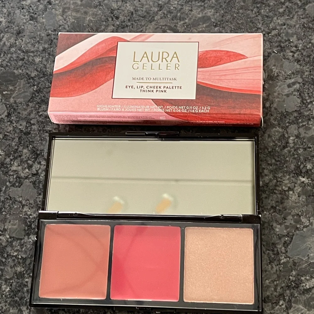 LAURA GELLER Multitasking Cream to Powder Trio Eye, Lip, Cheek Think Pink